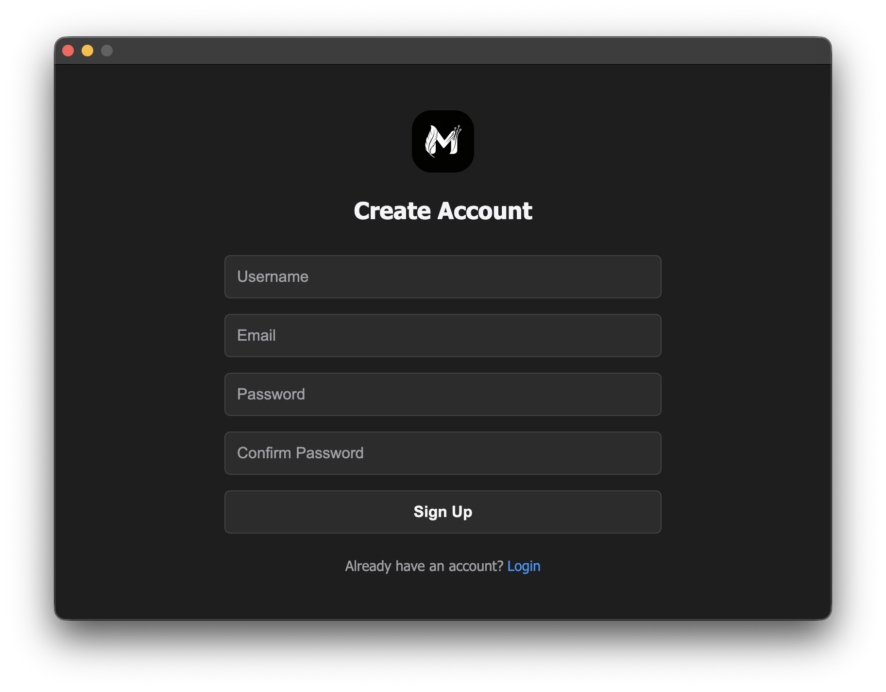 Manusly Create Account Window